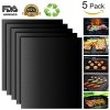 Grill-Mat-Set-of-5-Non-Stick-BBQ-Grill-Mats-PTFE-Teflon-Baking-sheets-Heavy-Duty-Reusable-and-Dishwasher-Safe-Easy-Clean-and-Easy-Use-on-Gas-Charcoal-Electric-Grill-Black-0