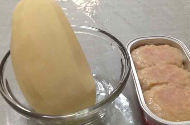 potato and chicken luncheon meat slide