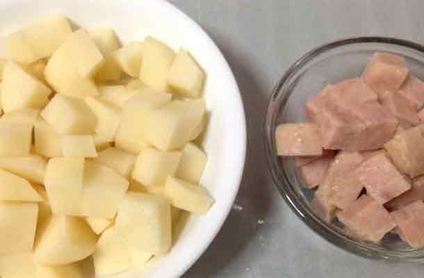 potato and chicken luncheon meat slide