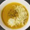 pumpkin soup with mozzarella cheese
