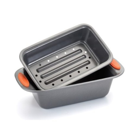 Rachael-Ray-Oven-Lovin-Non-Stick-2-Piece-Meatloaf-Pan-Set-Orange-0