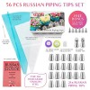 Russian-Piping-Tips-Cake-Decorating-Supplies-Kit-56-pcs-Baking-Supplies-Set-with-21-Russian-Flower-Tips-Icing-Nozzles-Couplers-and-Bags-best-Kitchen-Gift-0-0