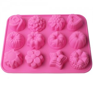 niceeshopTM-12-Cavity-Flowers-Silicone-Non-Stick-Cake-Bread-Mold-Chocolate-Jelly-Candy-Baking-MouldFree-niceEshop-Cable-Tie-0